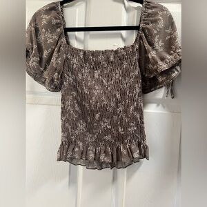 Brown & Cream Blouse